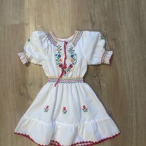 Embroidered White Dress with Colorful Accents